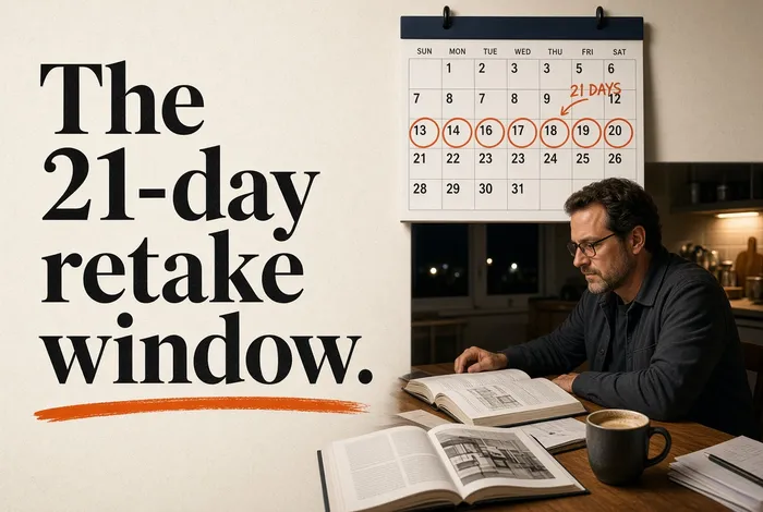 Cover for The 21-day retake window.