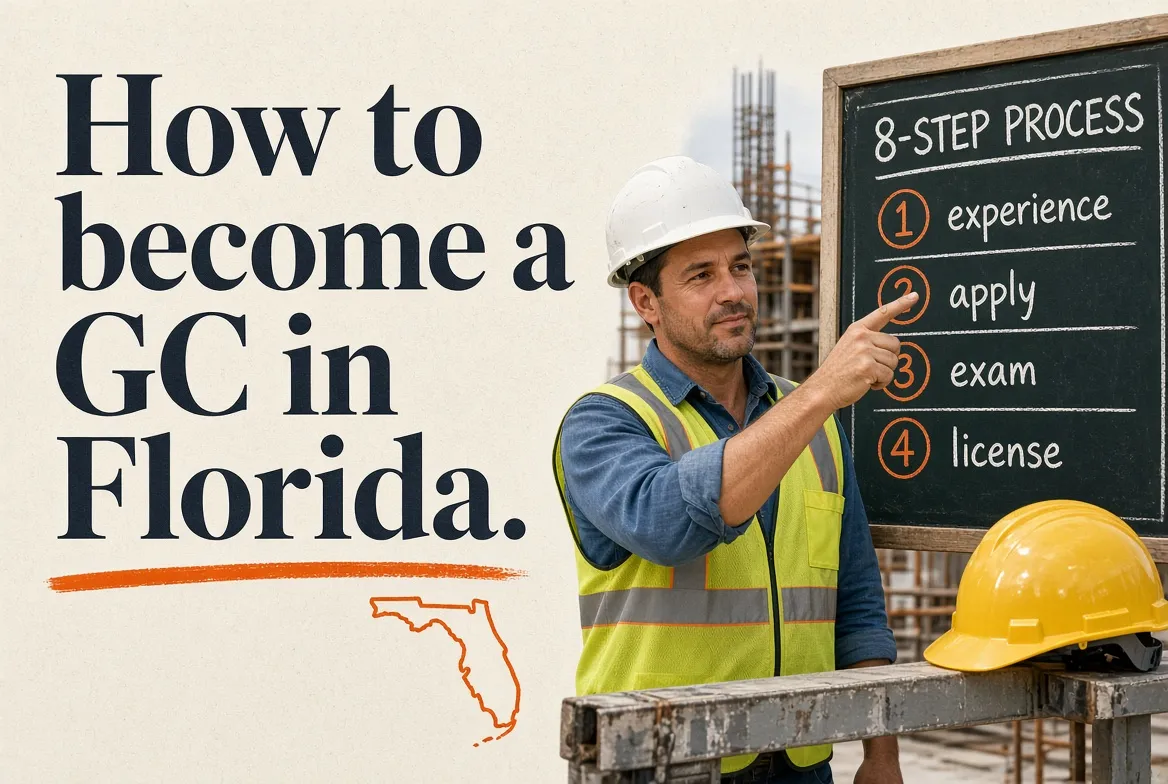 Cover for Florida general contractor license requirements, step by step.