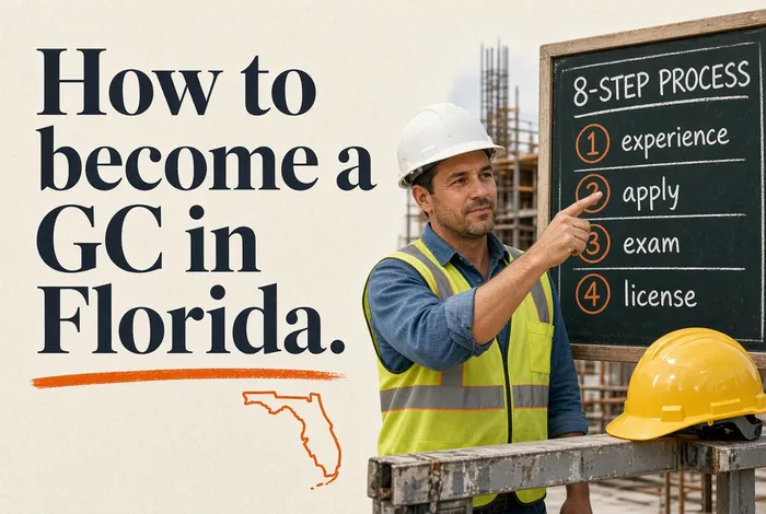 Cover for Florida general contractor license requirements, step by step.