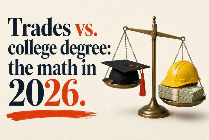 Cover for Trades vs. college degree: the math in 2026.
