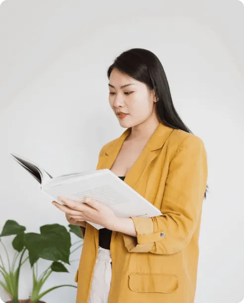 Student reviewing course material